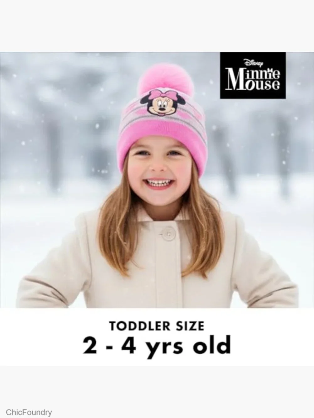Disney Minnie Mouse Winter Hat & Mitten Set for Toddler Girls Ages 2-4